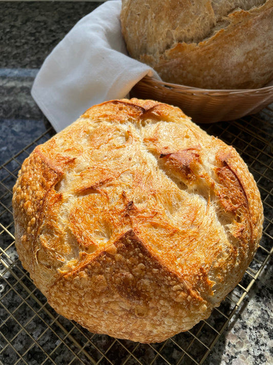 Classic sourdough bread loaf fresh baked